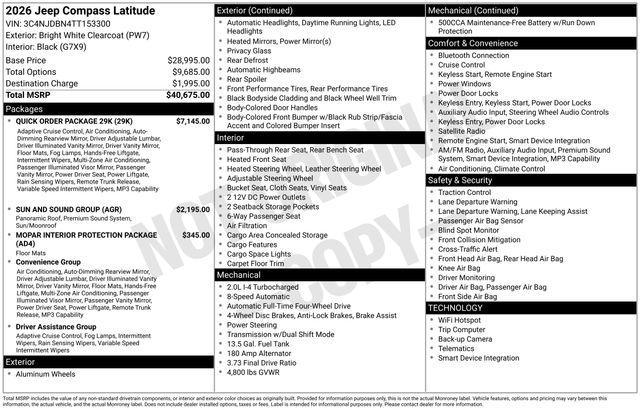 new 2026 Jeep Compass car, priced at $30,820