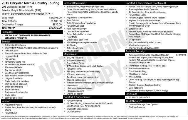 used 2012 Chrysler Town & Country car, priced at $5,497
