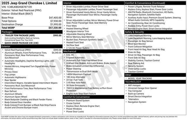 new 2025 Jeep Grand Cherokee L car, priced at $48,330