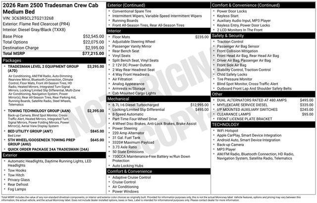 new 2026 Ram 2500 car, priced at $72,220