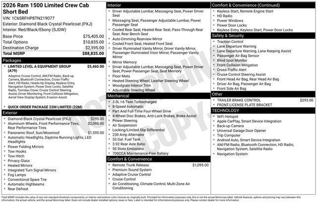new 2026 Ram 1500 car, priced at $80,935