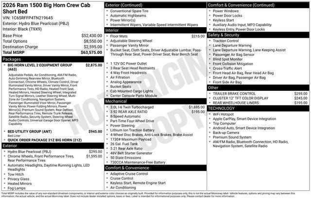 new 2026 Ram 1500 car, priced at $53,679