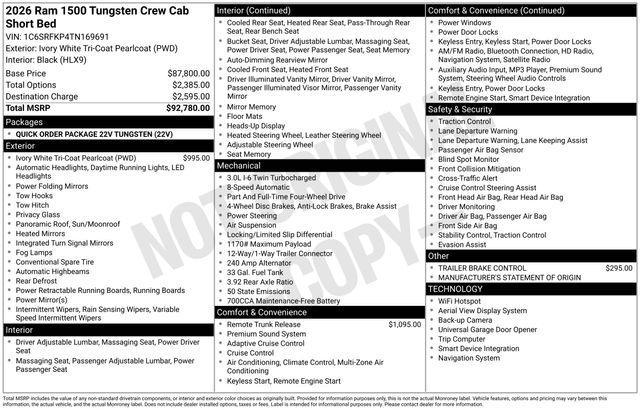 new 2026 Ram 1500 car, priced at $87,380