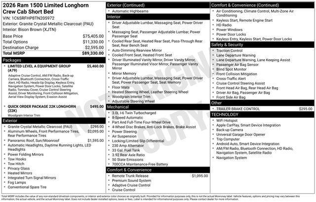 new 2026 Ram 1500 car, priced at $84,830