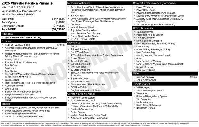 new 2026 Chrysler Pacifica car, priced at $51,530