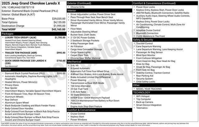 new 2025 Jeep Grand Cherokee car, priced at $34,415