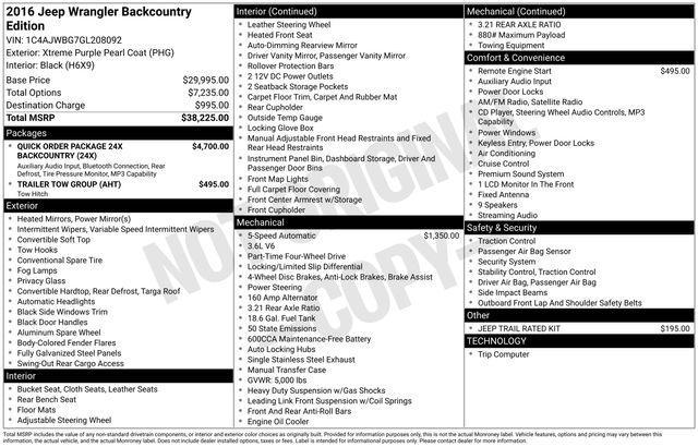 used 2016 Jeep Wrangler car, priced at $19,997