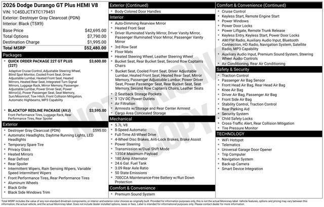 new 2026 Dodge Durango car, priced at $48,580