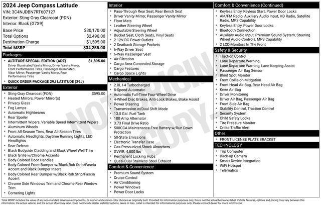 used 2024 Jeep Compass car, priced at $23,497