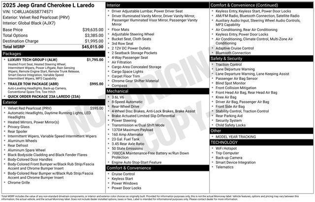 new 2025 Jeep Grand Cherokee L car, priced at $33,114