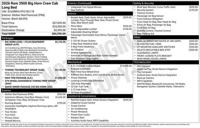 new 2026 Ram 3500 car, priced at $78,585