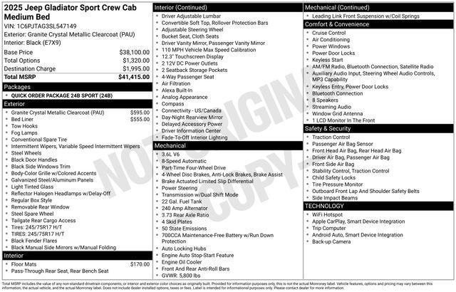 new 2025 Jeep Gladiator car, priced at $32,964
