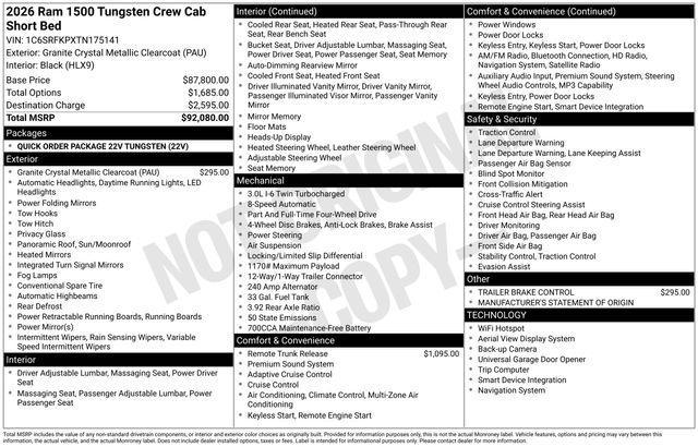new 2026 Ram 1500 car, priced at $86,879