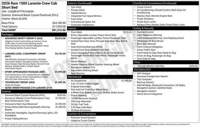new 2026 Ram 1500 car, priced at $66,759