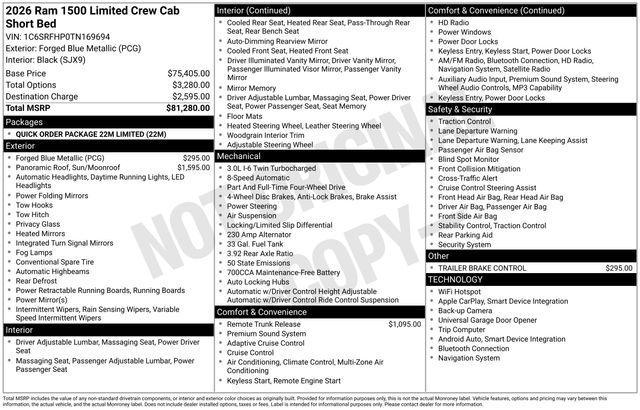 new 2026 Ram 1500 car, priced at $74,379