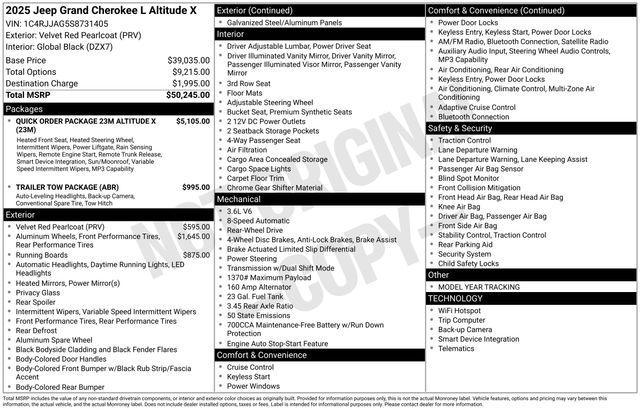 new 2025 Jeep Grand Cherokee L car, priced at $36,044