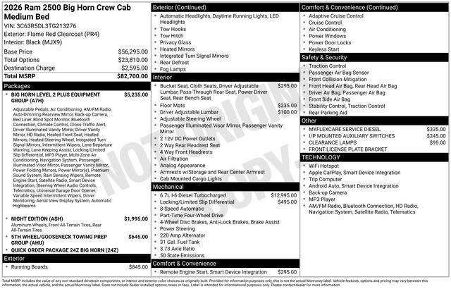 new 2026 Ram 2500 car, priced at $77,015
