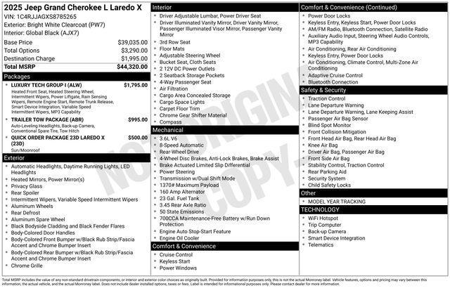 new 2025 Jeep Grand Cherokee L car, priced at $36,320