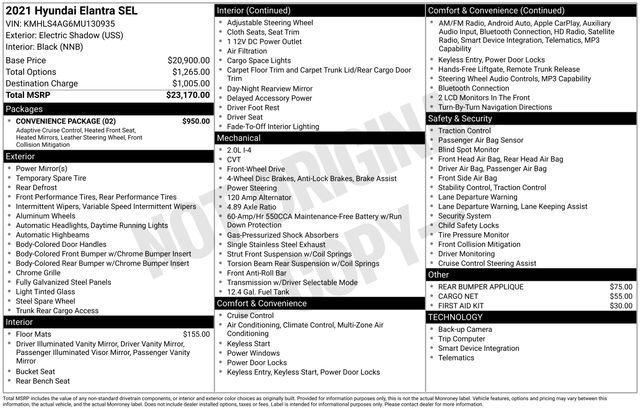 used 2021 Hyundai Elantra car, priced at $16,497