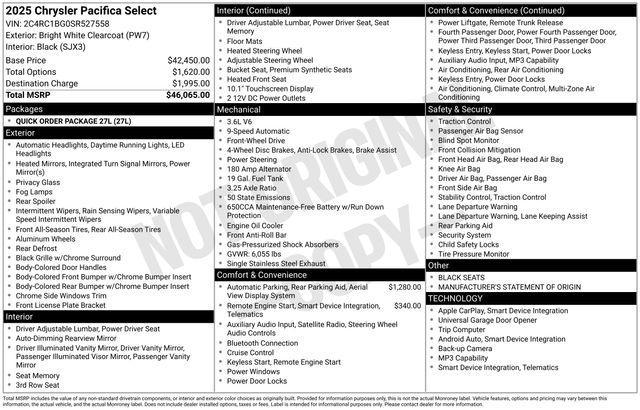 used 2025 Chrysler Pacifica car