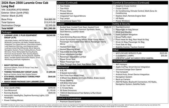 new 2026 Ram 2500 car, priced at $73,984