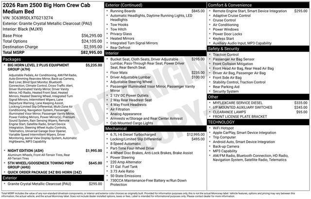 new 2026 Ram 2500 car, priced at $76,595