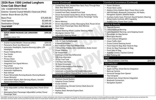 new 2026 Ram 1500 car, priced at $76,180