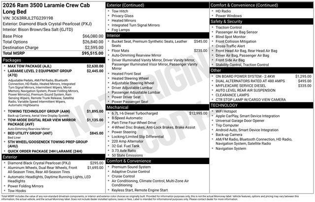 new 2026 Ram 3500 car, priced at $93,275