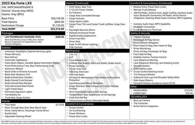 used 2023 Kia Forte car, priced at $18,497