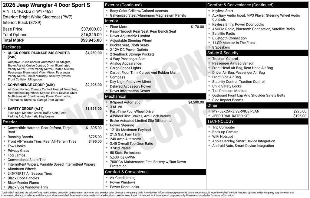 new 2026 Jeep Wrangler car, priced at $46,574