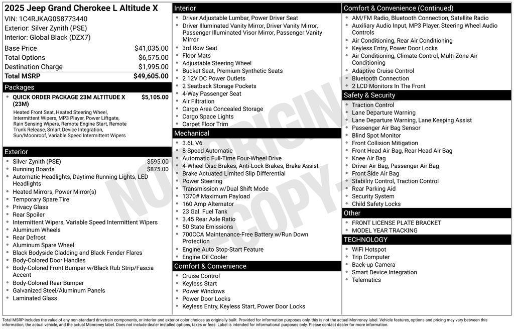 new 2025 Jeep Grand Cherokee L car, priced at $41,637