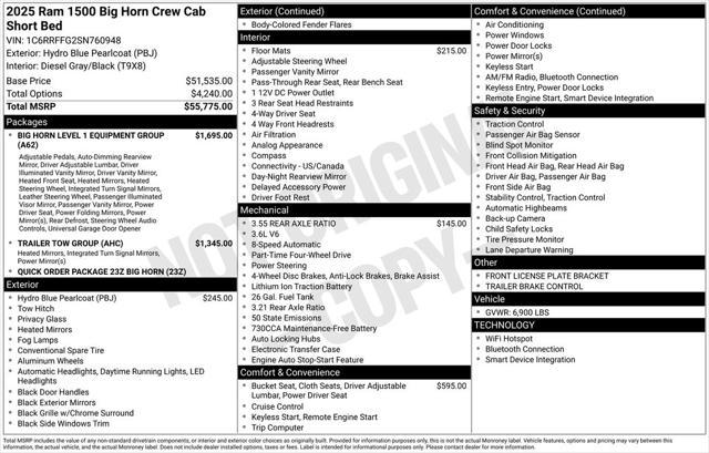 new 2025 Ram 1500 car, priced at $42,330