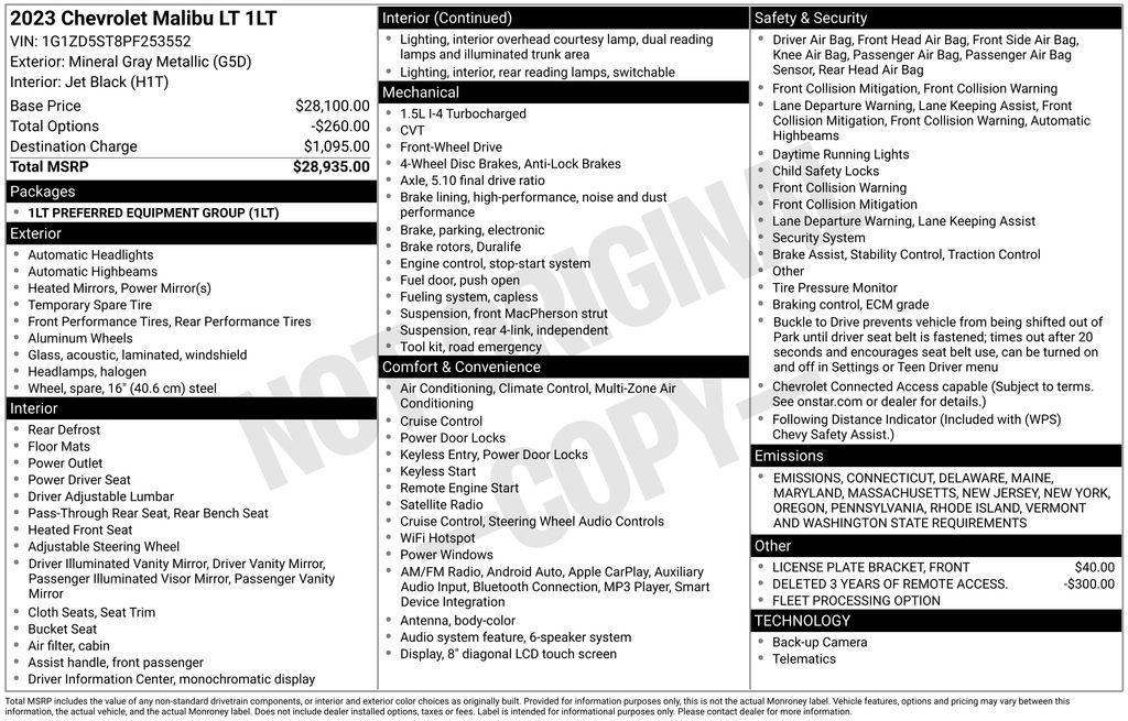 used 2023 Chevrolet Malibu car, priced at $18,600