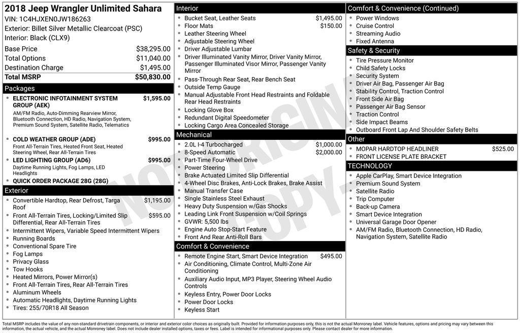 used 2018 Jeep Wrangler Unlimited car, priced at $26,724