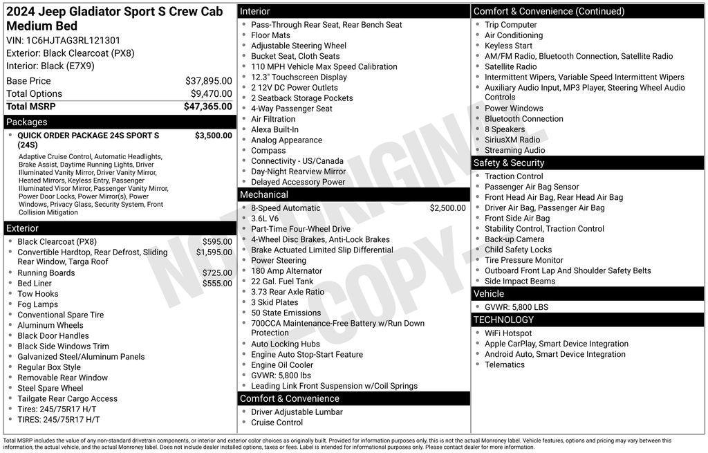 used 2024 Jeep Gladiator car, priced at $37,722