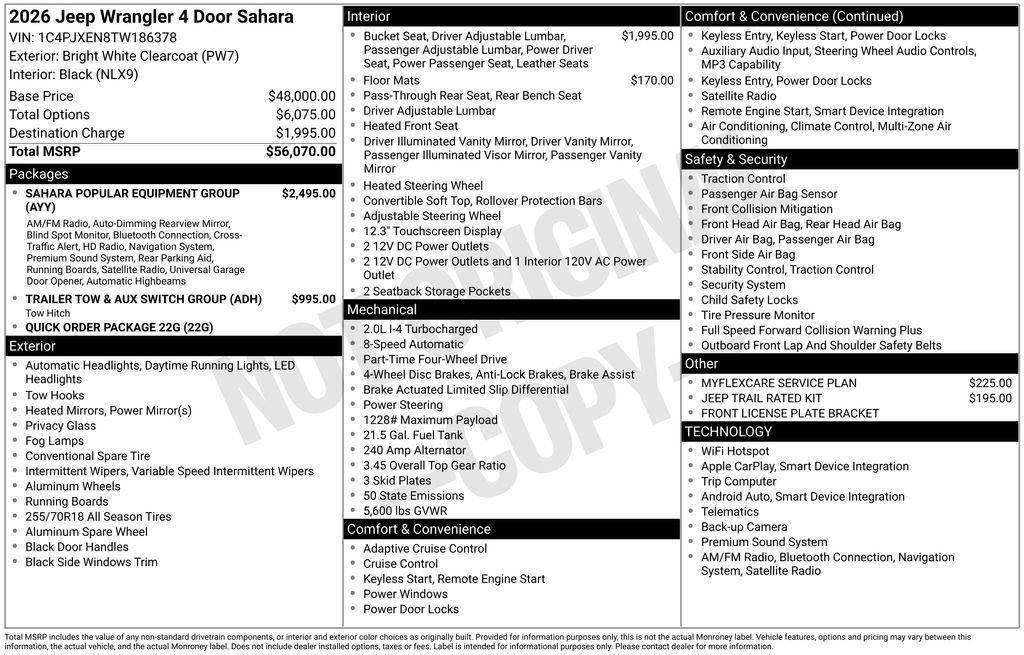 new 2026 Jeep Wrangler car, priced at $48,668