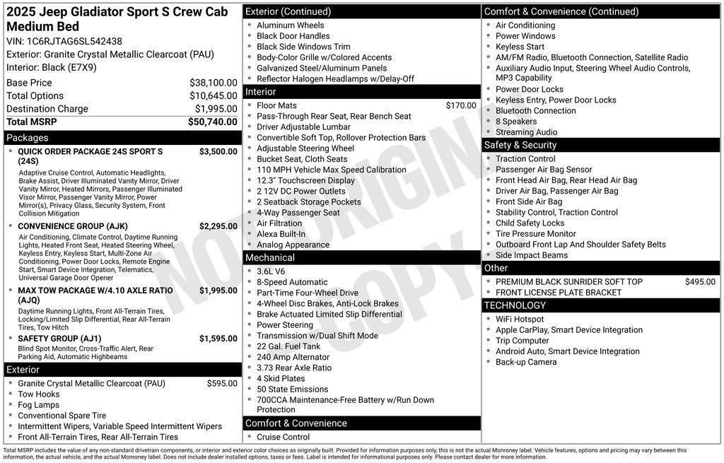 new 2025 Jeep Gladiator car, priced at $39,872