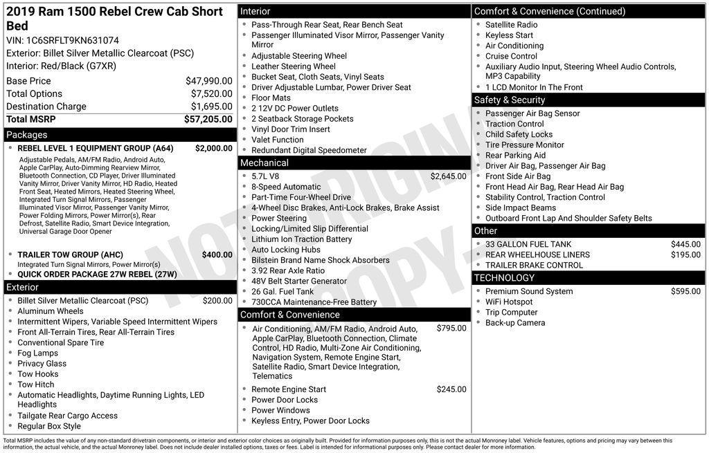 used 2019 Ram 1500 car, priced at $32,723