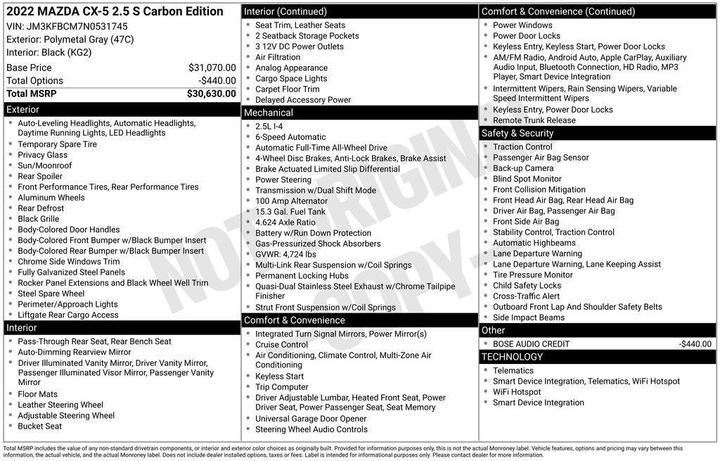 used 2022 Mazda CX-5 car, priced at $24,100