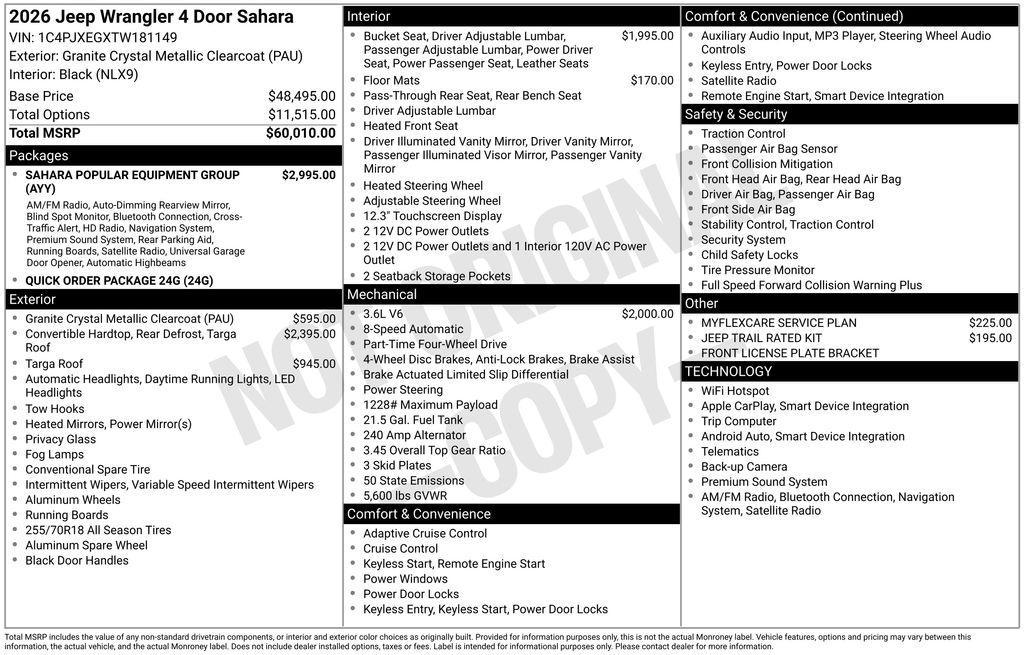 new 2026 Jeep Wrangler car, priced at $50,408