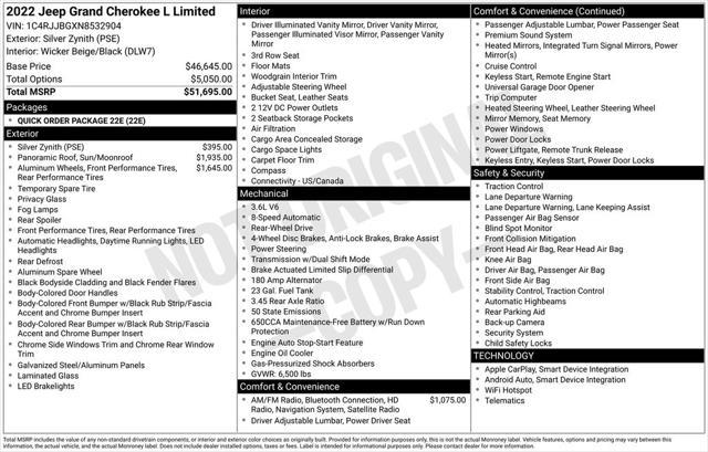 used 2022 Jeep Grand Cherokee L car, priced at $27,100