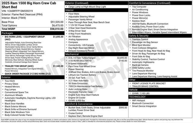 new 2025 Ram 1500 car, priced at $43,852