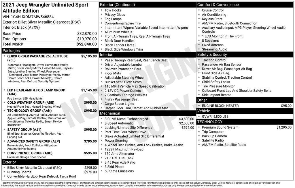 used 2021 Jeep Wrangler Unlimited car, priced at $28,500