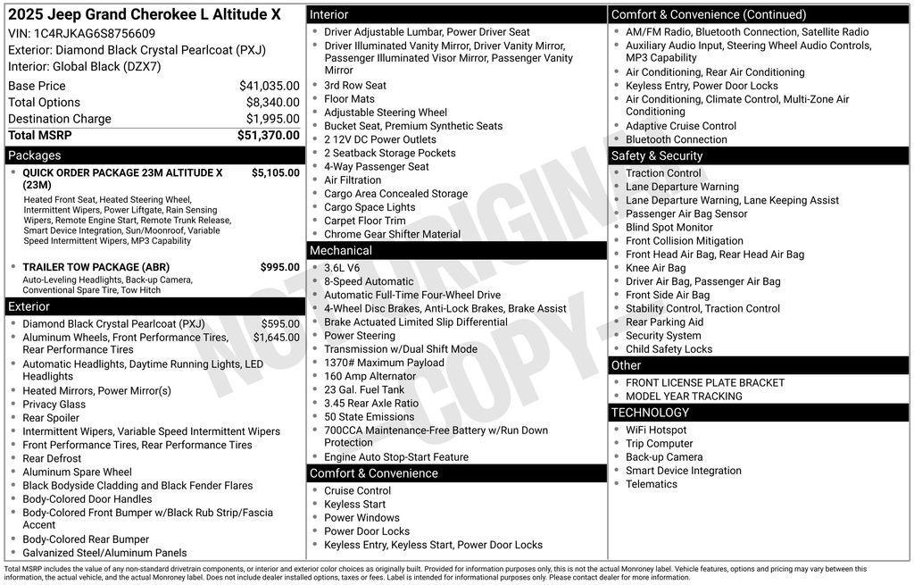 new 2025 Jeep Grand Cherokee L car, priced at $44,760