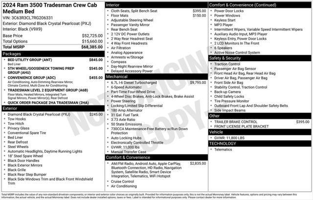 new 2024 Ram 3500 car, priced at $56,377