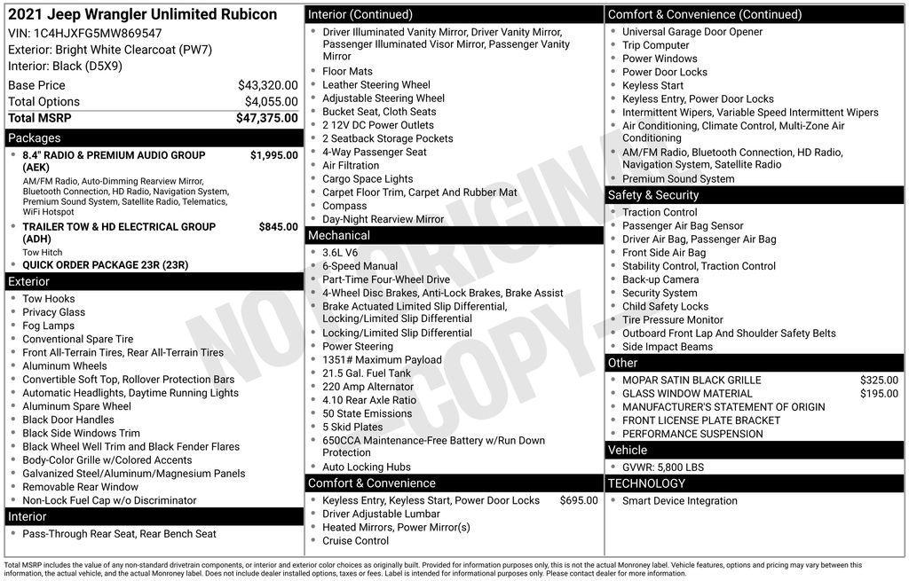 used 2021 Jeep Wrangler Unlimited car, priced at $33,900