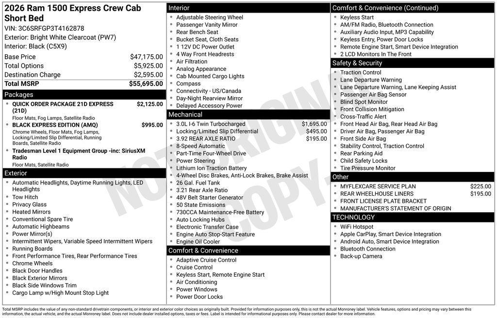 new 2026 Ram 1500 car, priced at $47,284