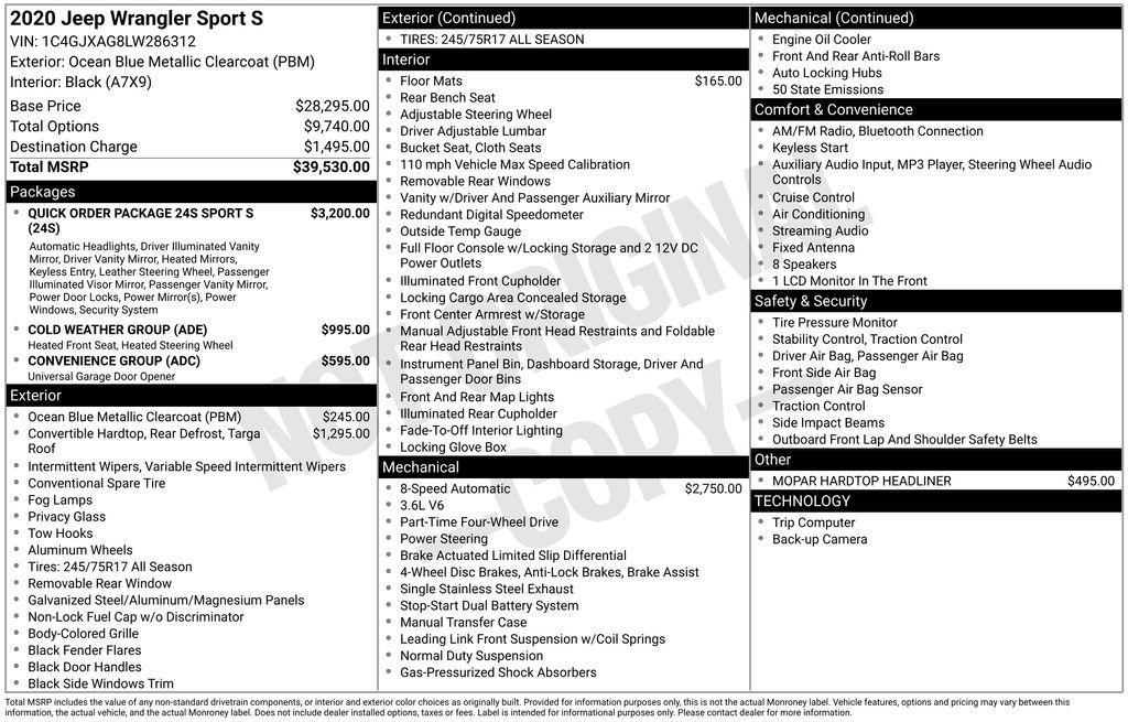 used 2020 Jeep Wrangler car, priced at $28,092