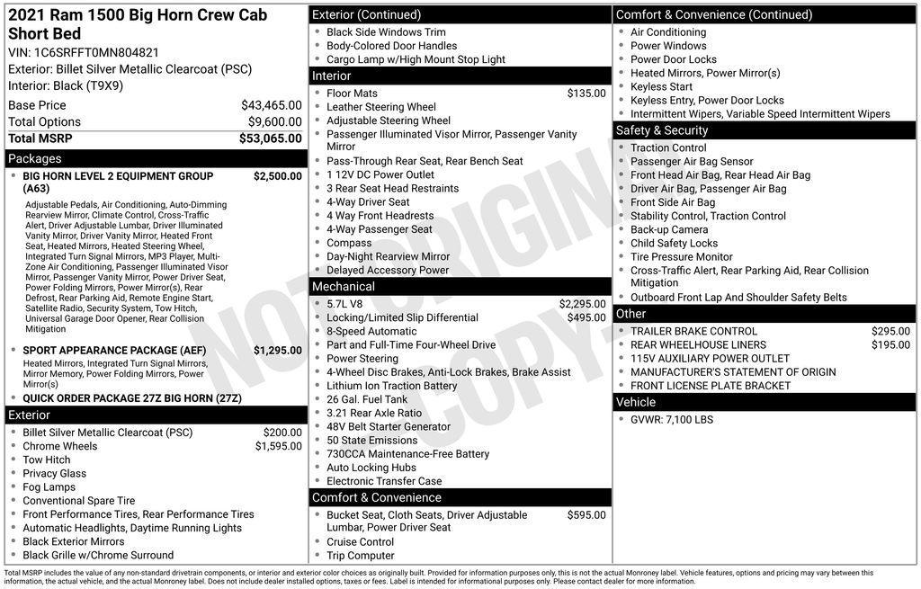 used 2021 Ram 1500 car, priced at $33,000