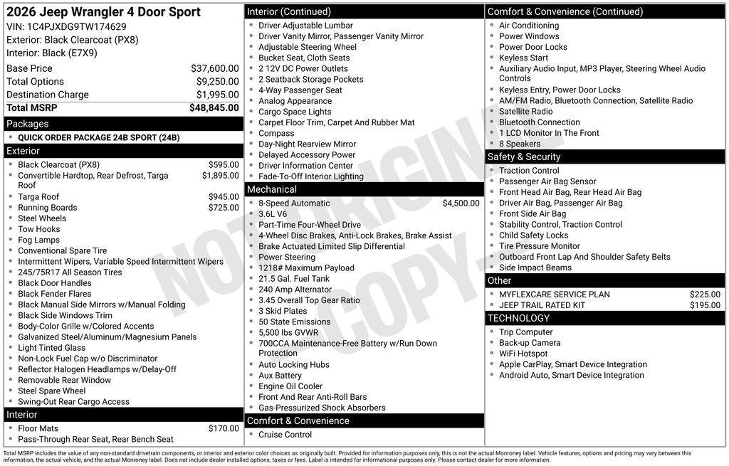 new 2026 Jeep Wrangler car, priced at $40,961